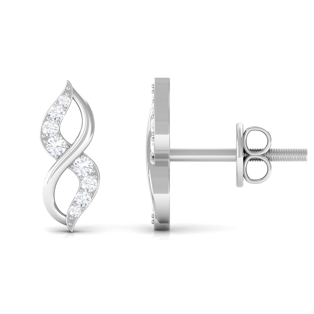 Natural Diamond Infinity Earrings with Screw Back