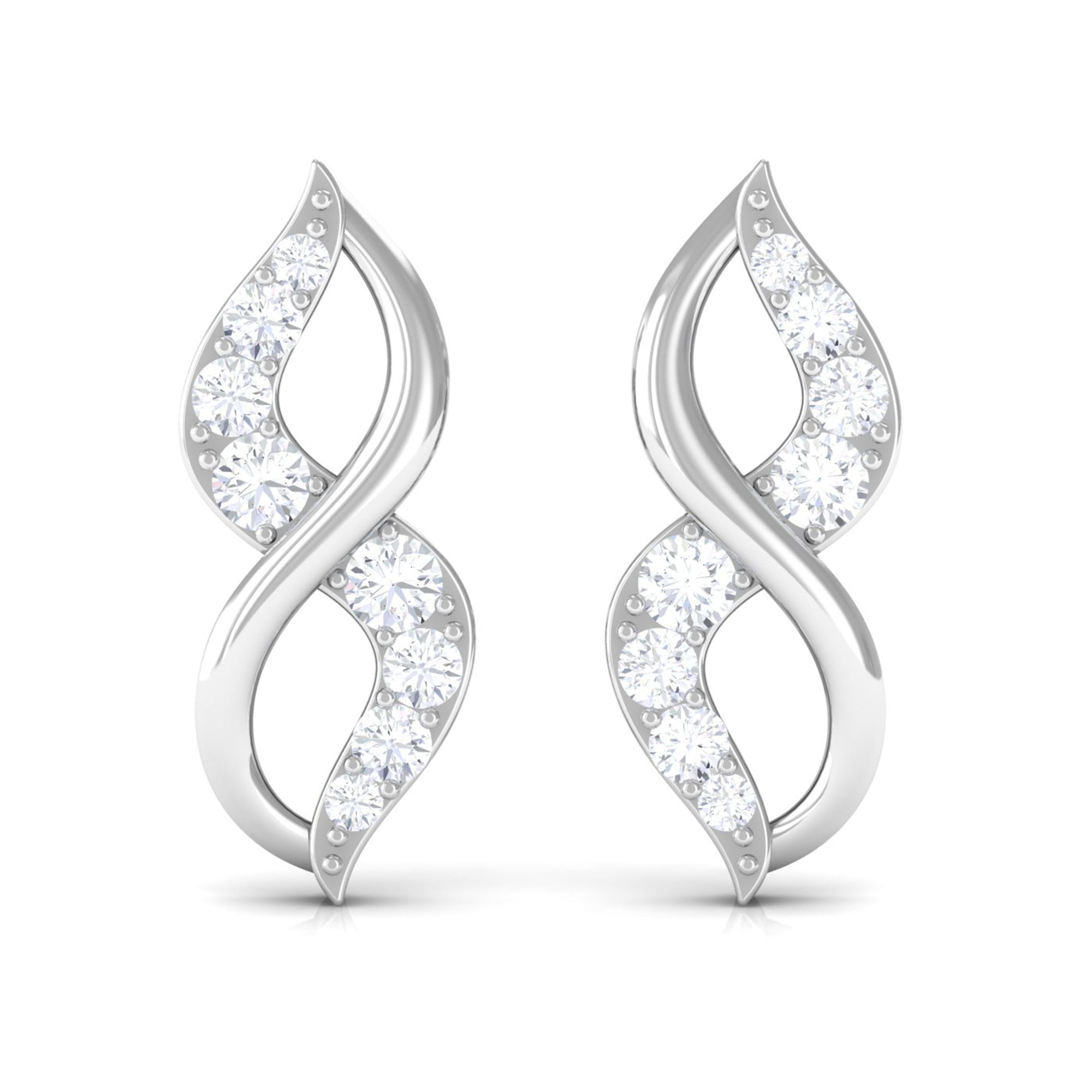 Natural Diamond Infinity Earrings with Screw Back