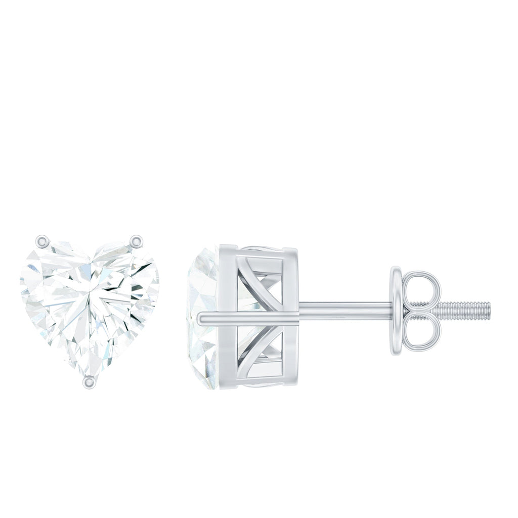 3 Carat Heart Shape Cubic Zirconia Solitaire Stud Earrings