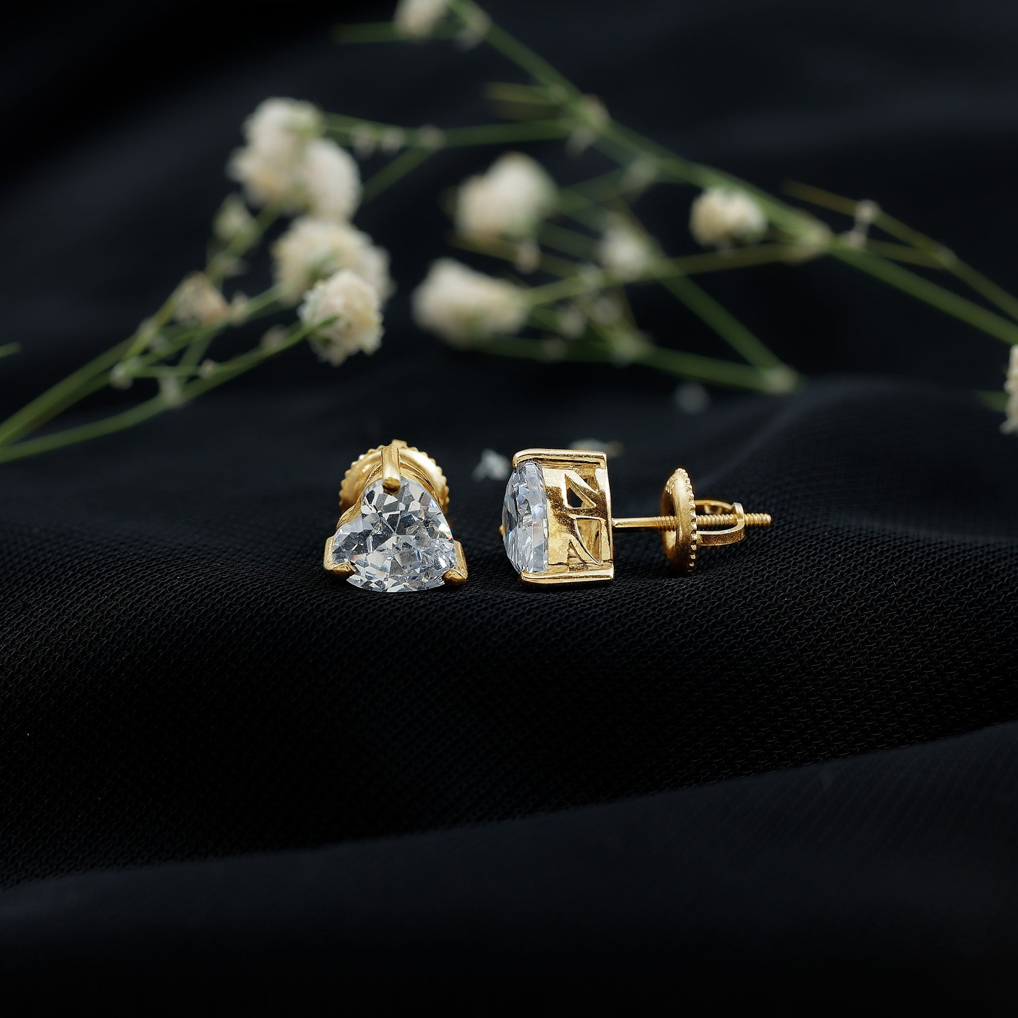 3 Carat Heart Shape Cubic Zirconia Solitaire Stud Earrings