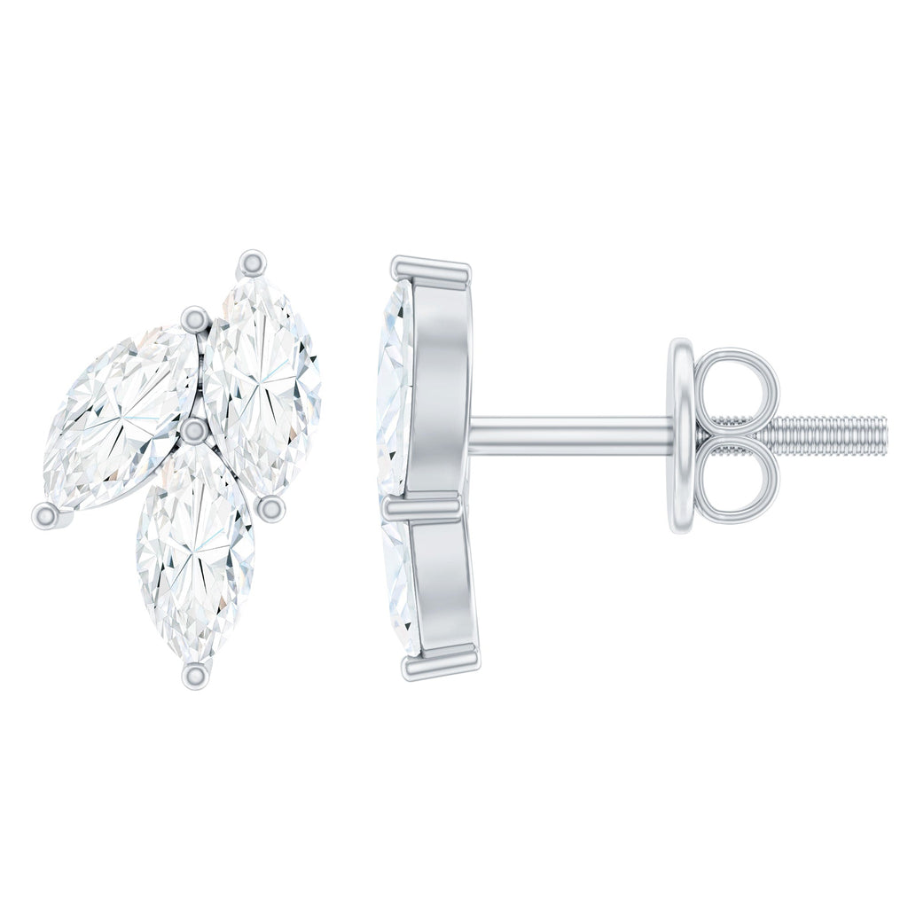 Nature Inspired Marquise Cut Zircon Leaf Stud Earrings