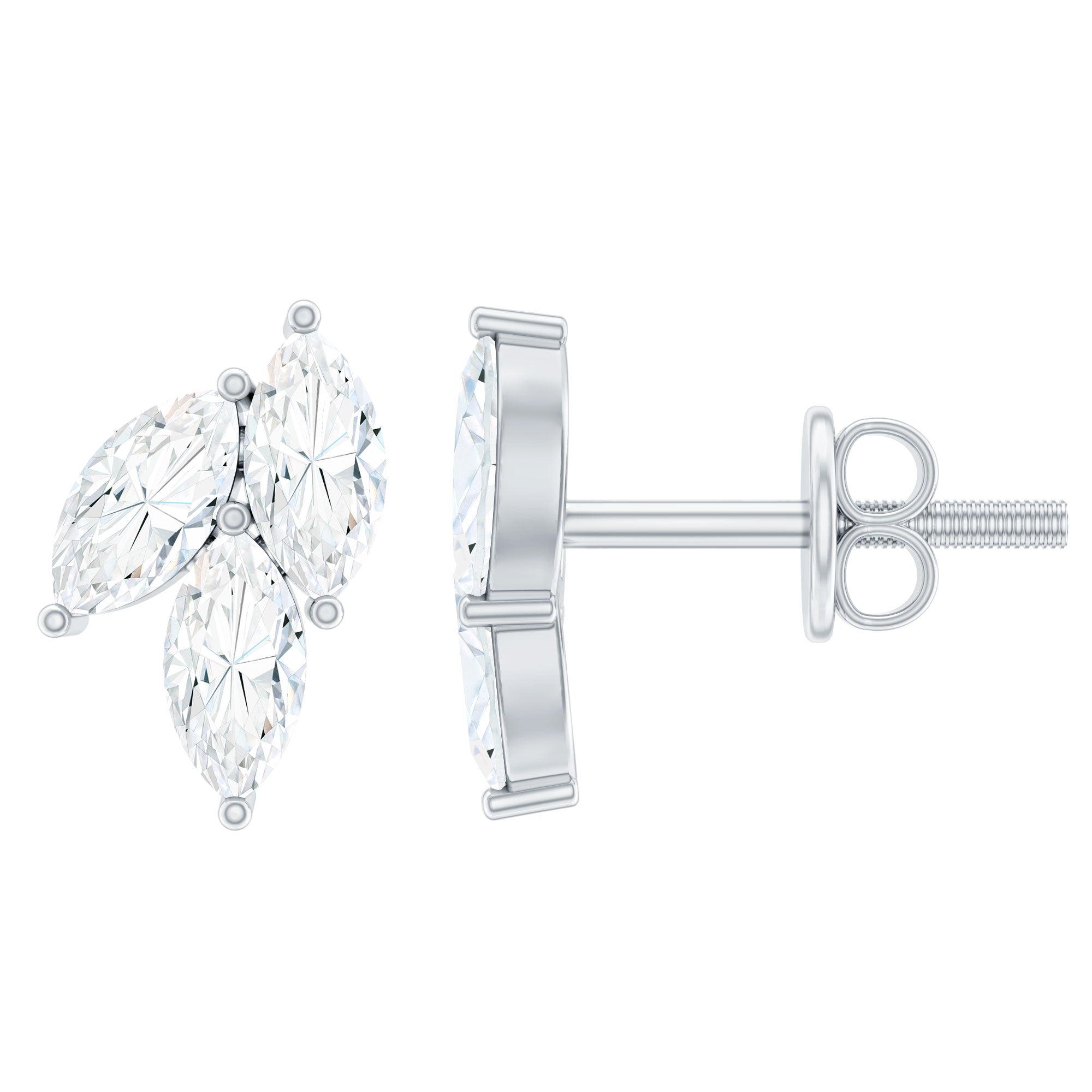 Nature Inspired Marquise Cut Zircon Leaf Stud Earrings