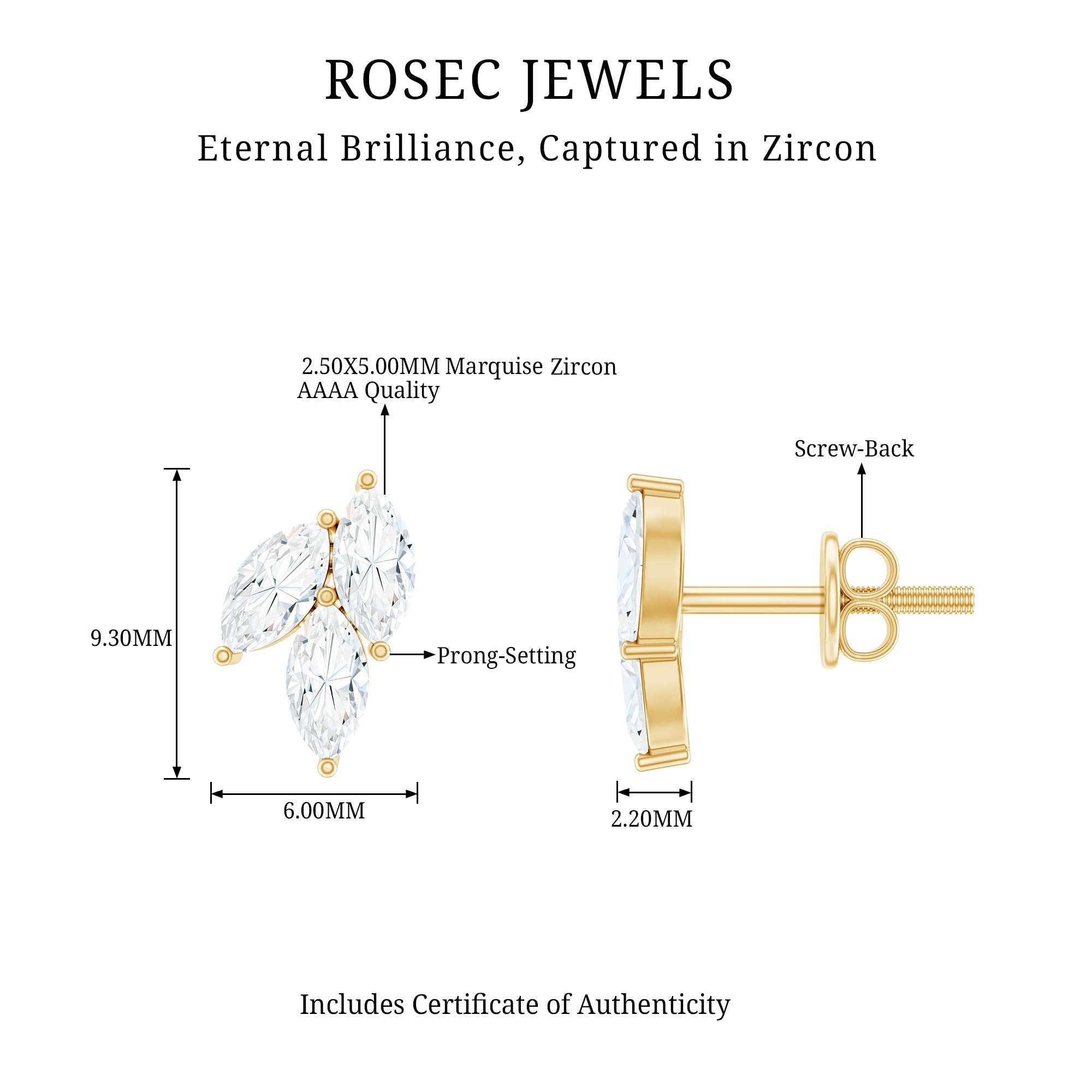 Nature Inspired Marquise Cut Zircon Leaf Stud Earrings