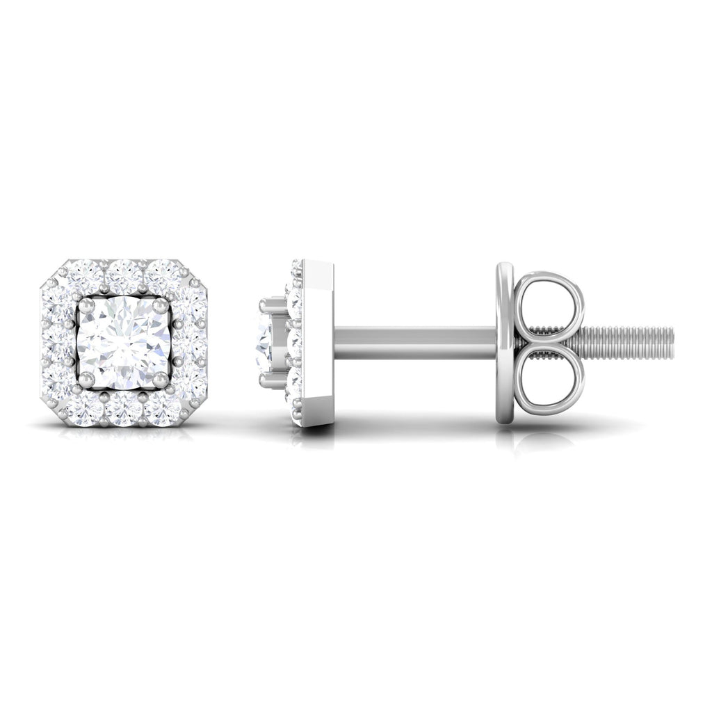 Cubic Zirconia Halo Stud Earrings