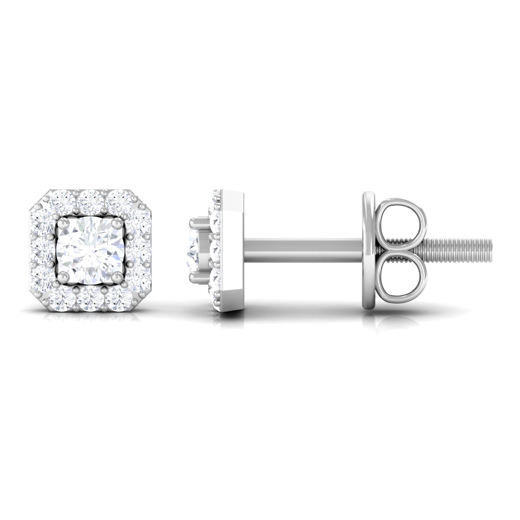 Cubic Zirconia Halo Stud Earrings