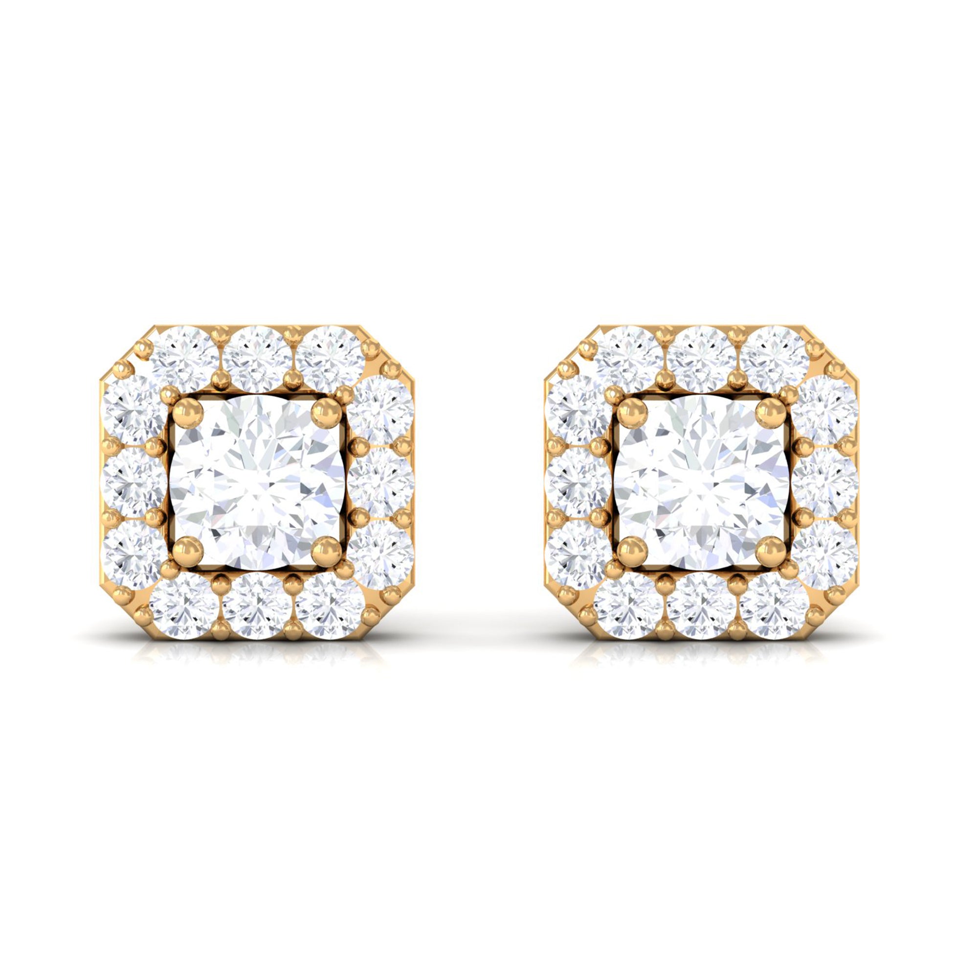 Cubic Zirconia Halo Stud Earrings