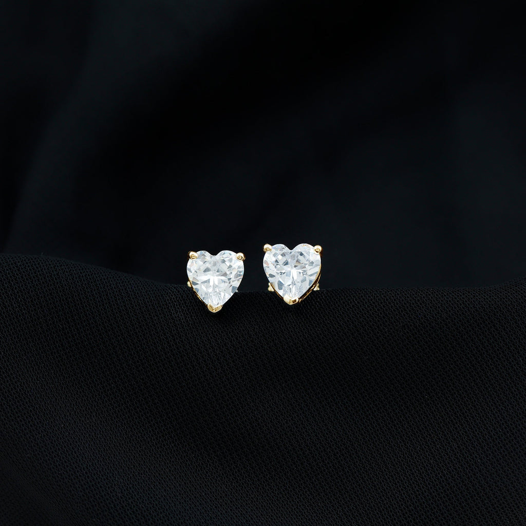 Heart Shape Cubic Zirconia Solitaire Stud Earrings