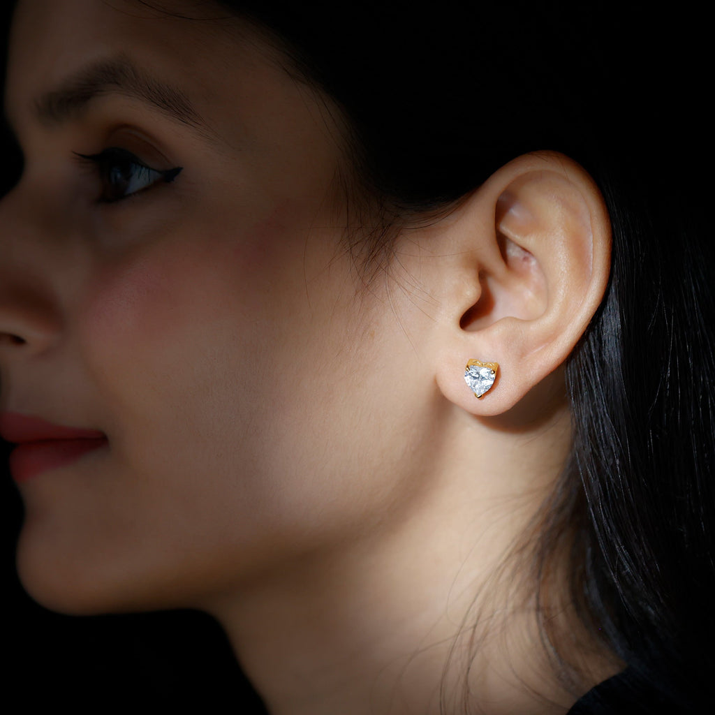 Heart Shape Cubic Zirconia Solitaire Stud Earrings