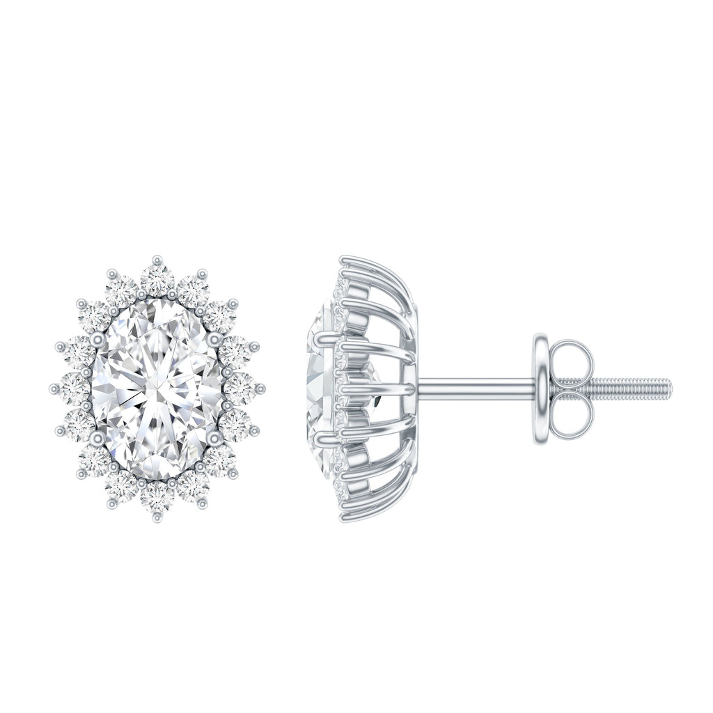 Certified 1.9 Carat Oval Cut Cubic Zirconia Studs