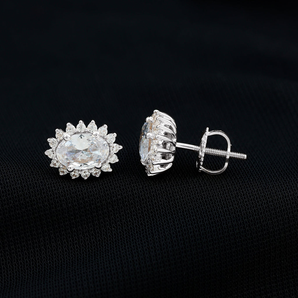 Certified 1.9 Carat Oval Cut Cubic Zirconia Studs