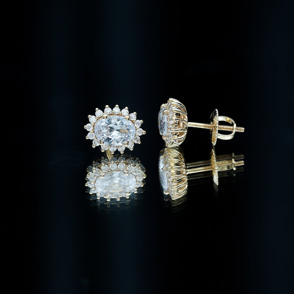 Certified 1.9 Carat Oval Cut Cubic Zirconia Studs