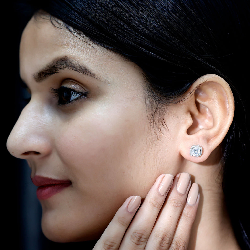 2.25 CT Round Cut Zircon Cocktail Halo Stud Earrings