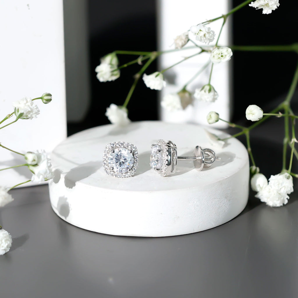 2.25 CT Round Cut Zircon Cocktail Halo Stud Earrings