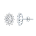 Oval Shaped CZ Diamond Halo Stud Earrings with Screw Back