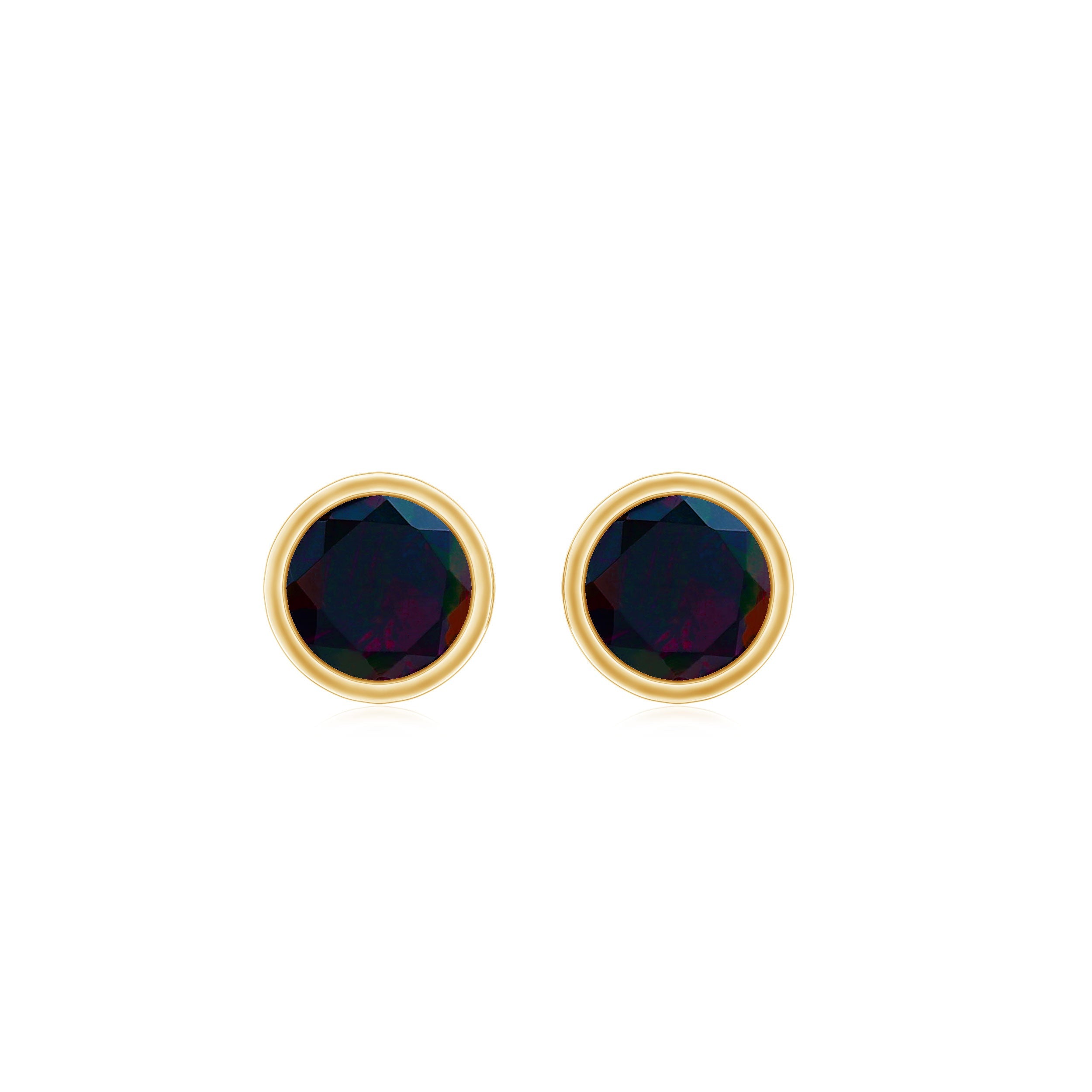 0.50 CT Dainty Black Opal Solitaire Stud Earrings in Bezel Setting
