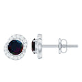 Natural Black Opal Stud Earrings with Diamond