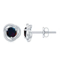 Natural Black Opal Solitaire Swirl Stud Earrings