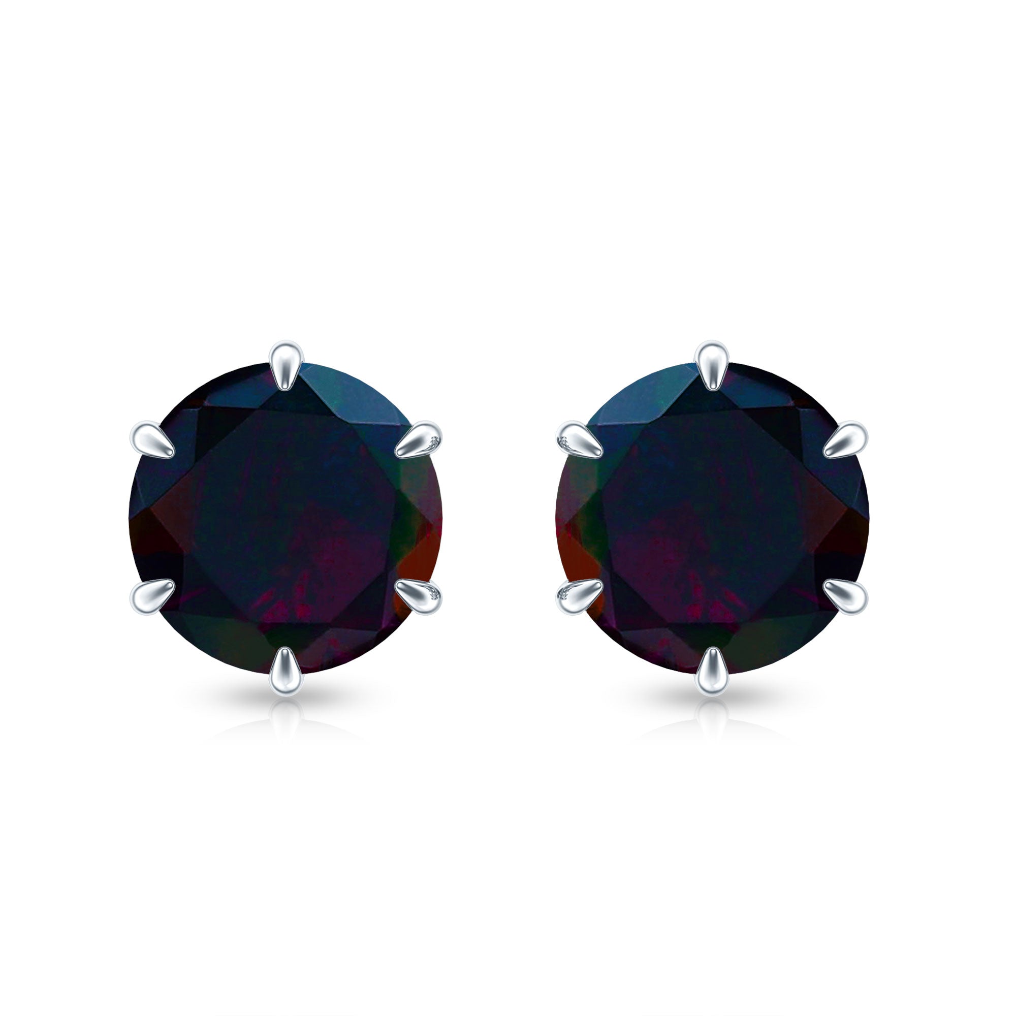 6 MM Claw Set Black Opal Solitaire Stud earrings