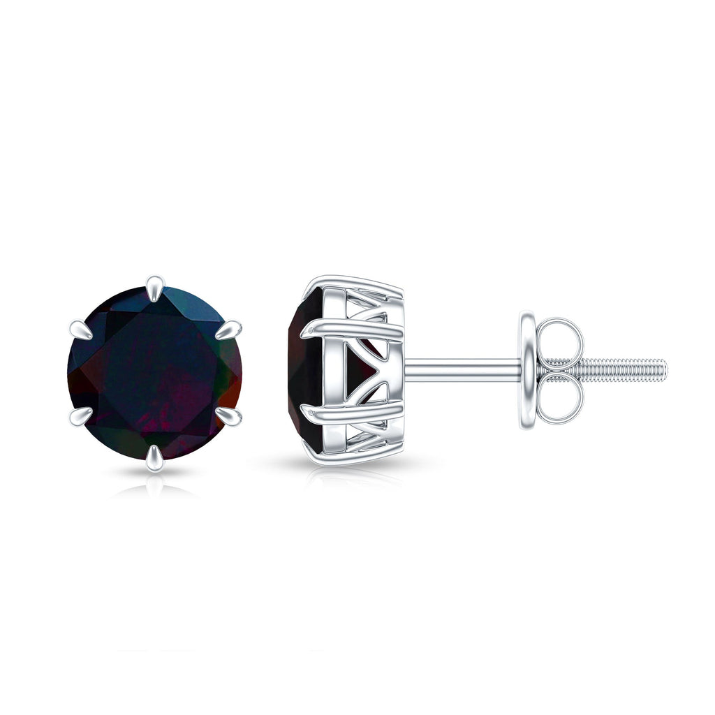 6 MM Claw Set Black Opal Solitaire Stud earrings