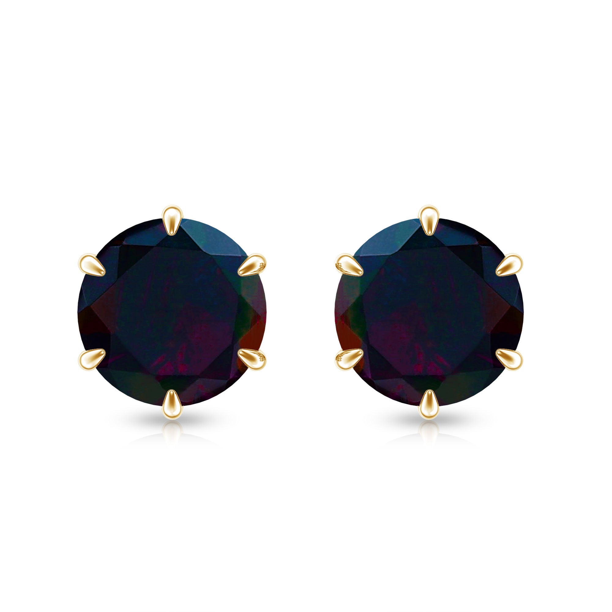 6 MM Claw Set Black Opal Solitaire Stud earrings
