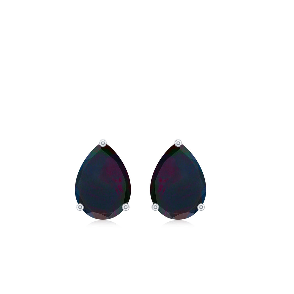 Genuine 5X7mm Pear Shaped Black Opal Stud Earrings