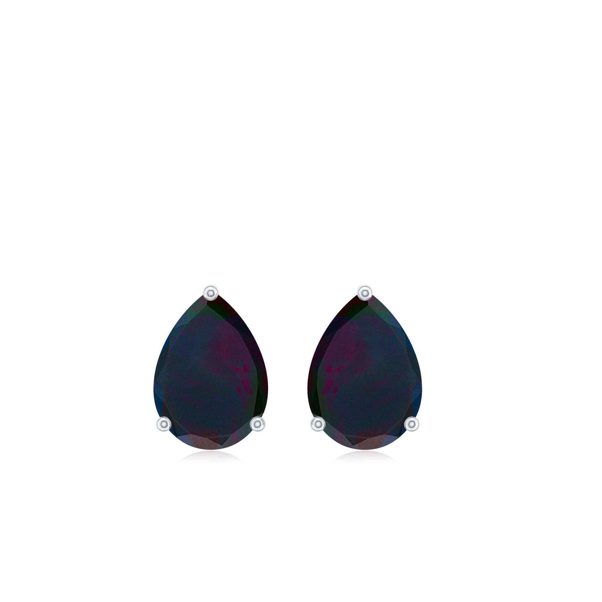 Genuine 5X7mm Pear Shaped Black Opal Stud Earrings