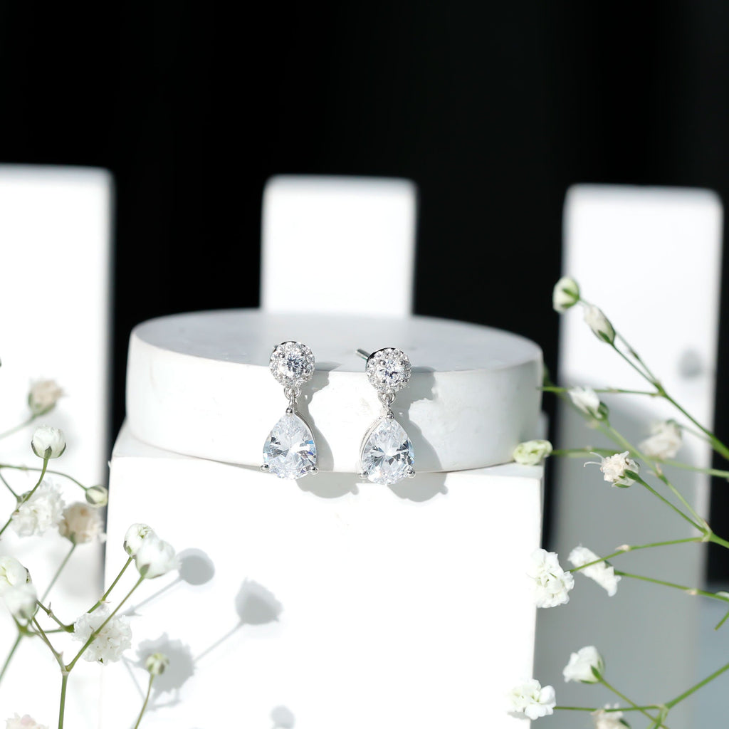 Classic Zircon Bridal Drop Earrings