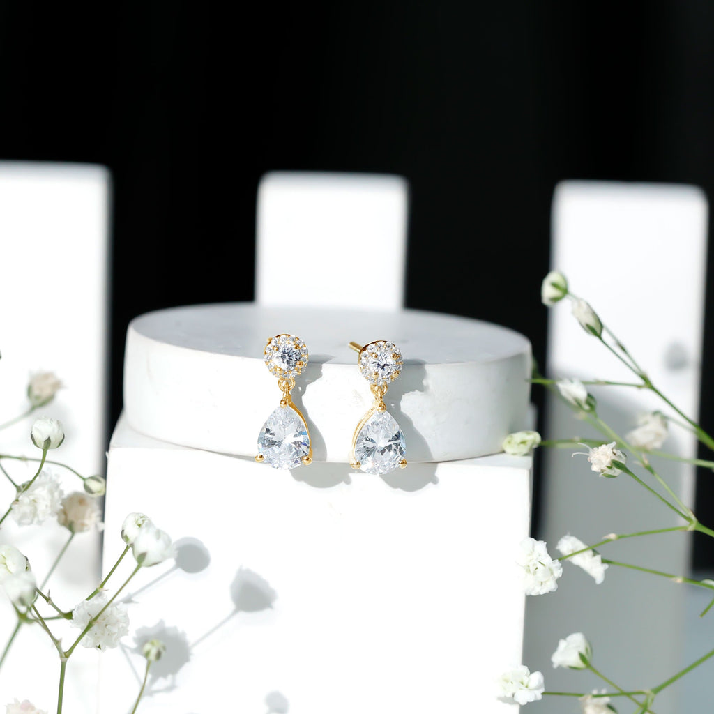 Classic Zircon Bridal Drop Earrings
