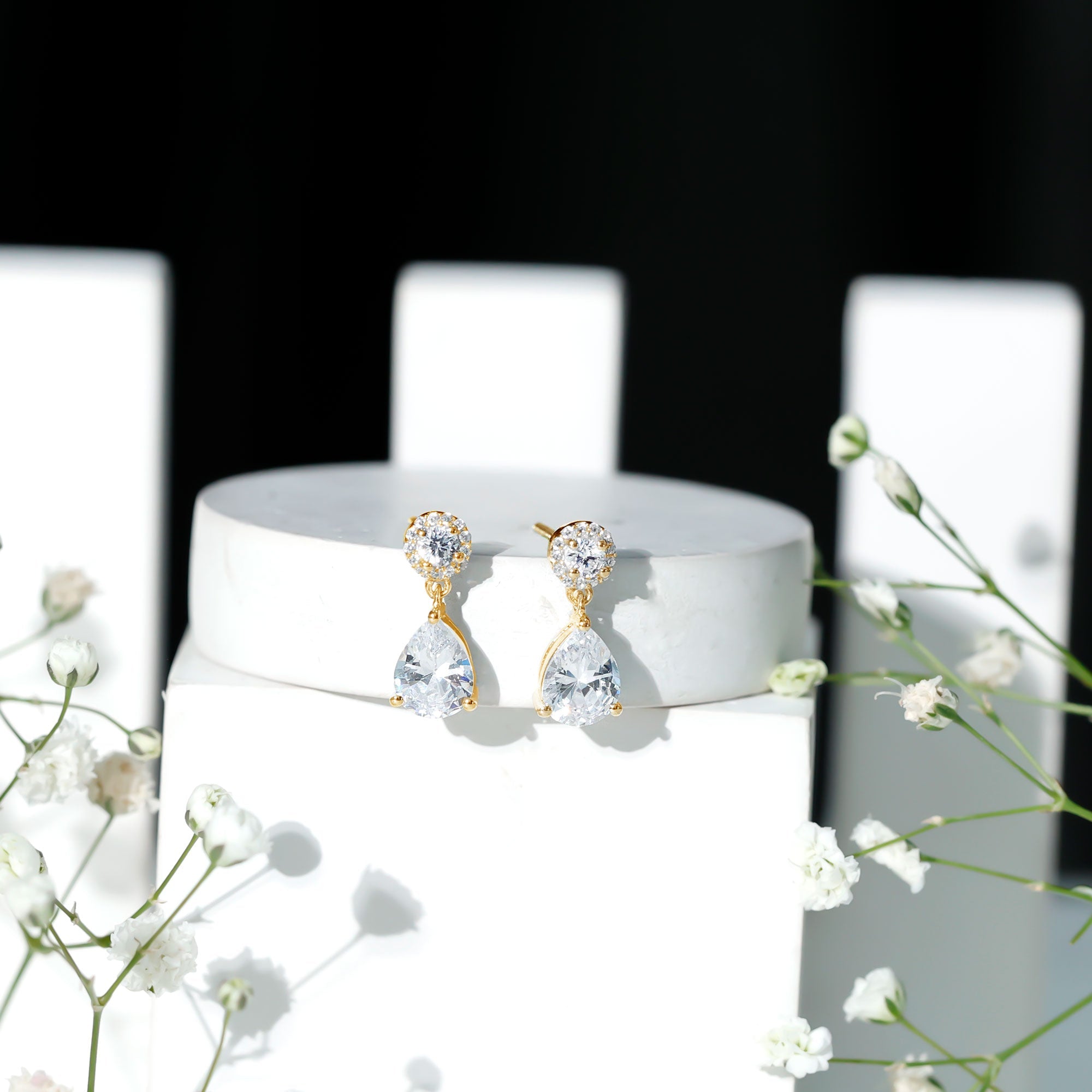 Classic Zircon Bridal Drop Earrings