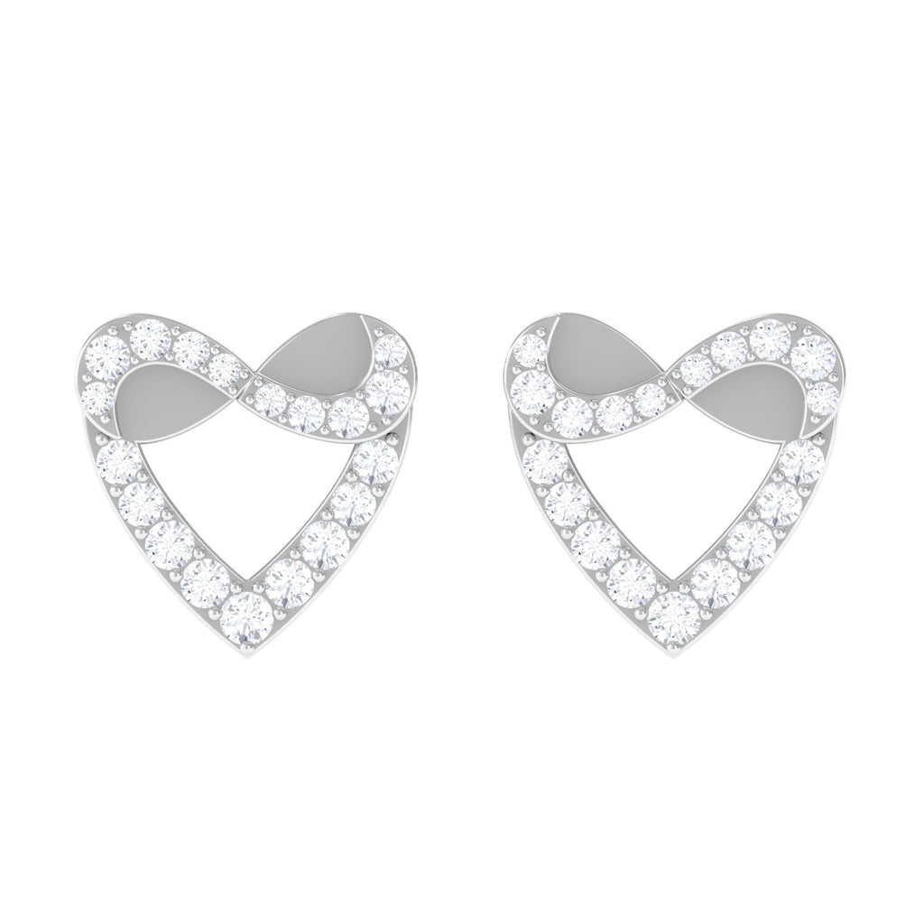 1/4 CT Round Diamond Infinity Heart Stud Earrings