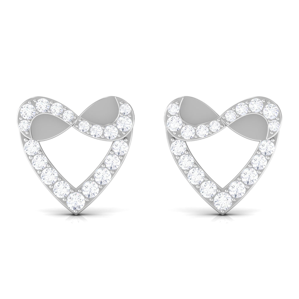 1/4 CT Round Diamond Infinity Heart Stud Earrings