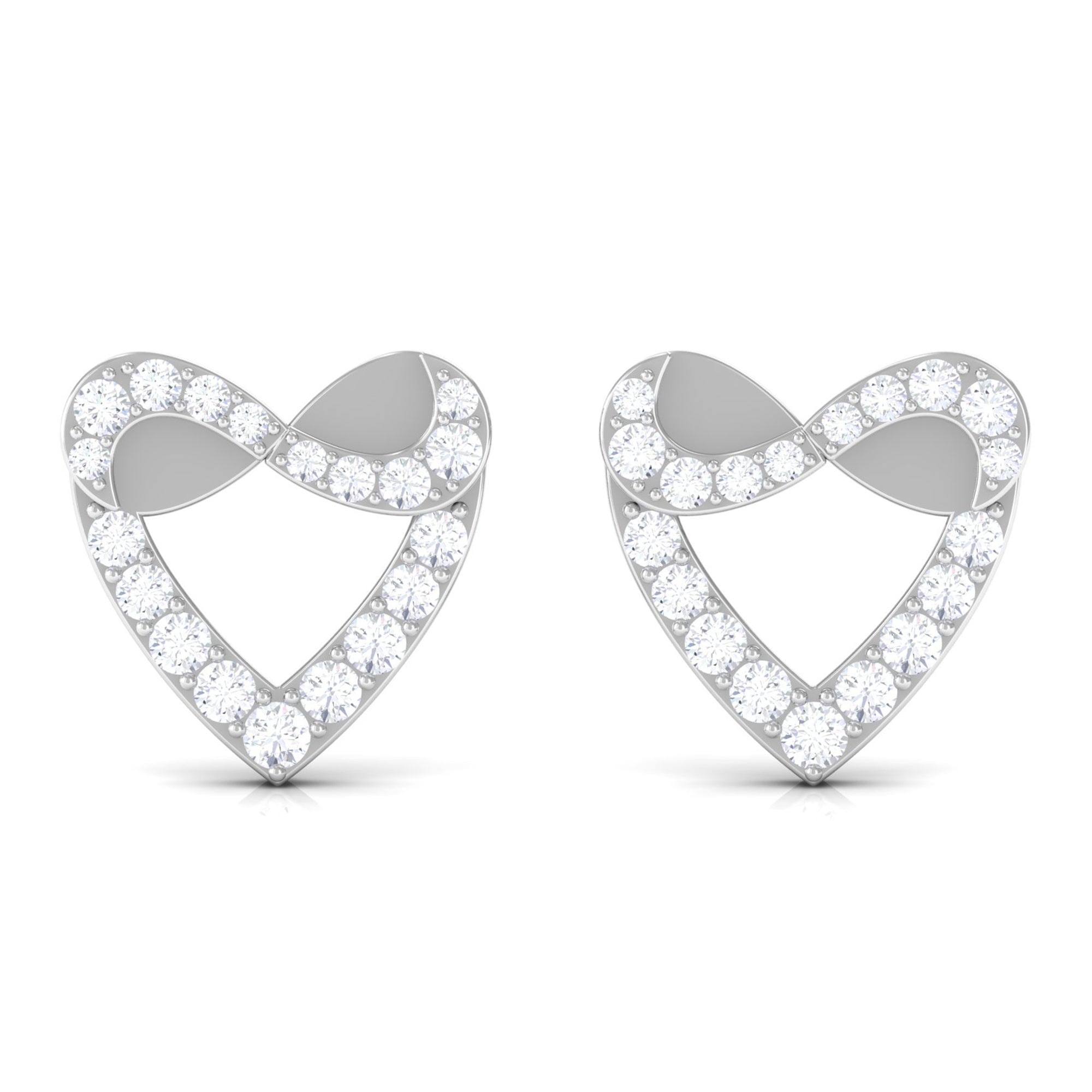 1/4 CT Round Diamond Infinity Heart Stud Earrings