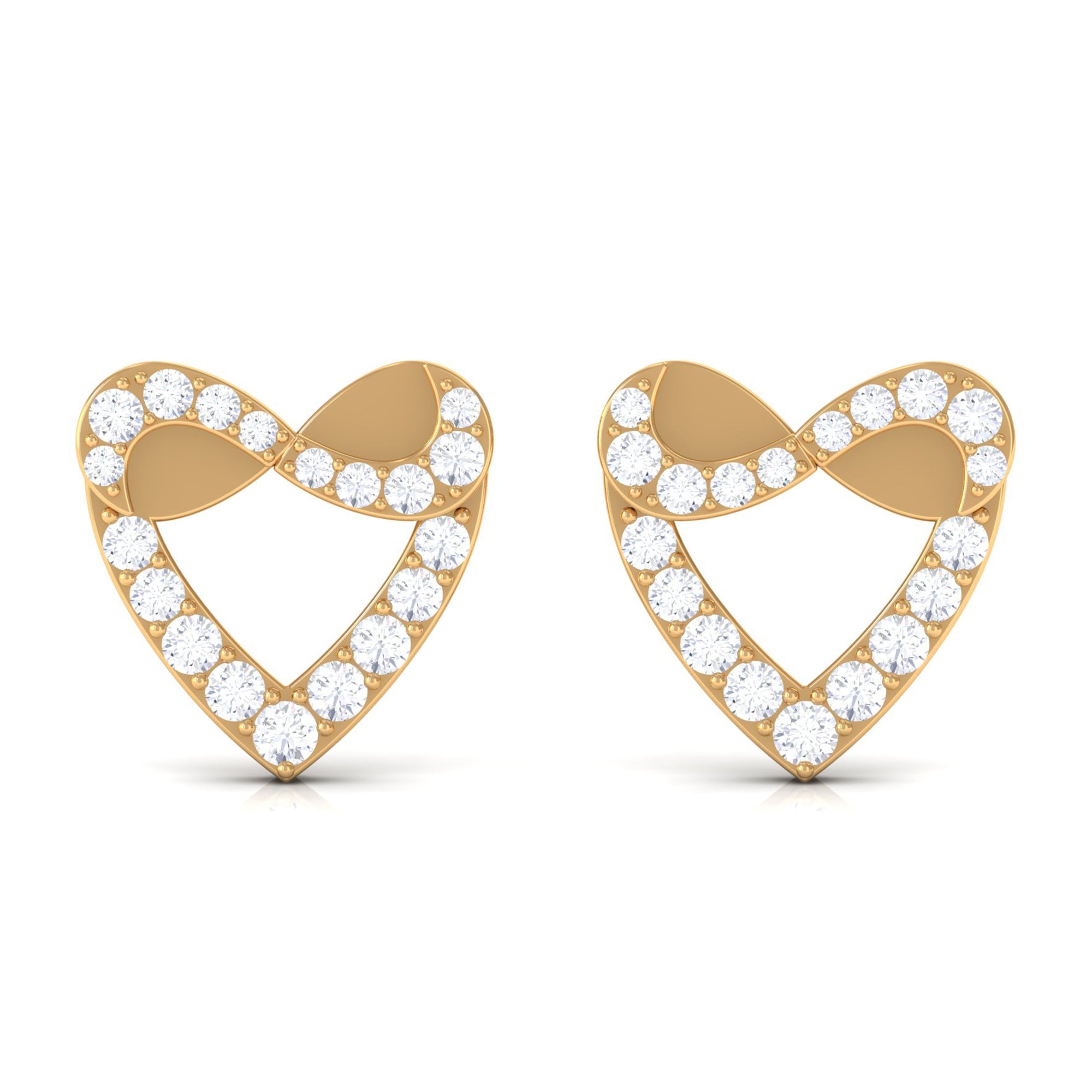 1/4 CT Round Diamond Infinity Heart Stud Earrings
