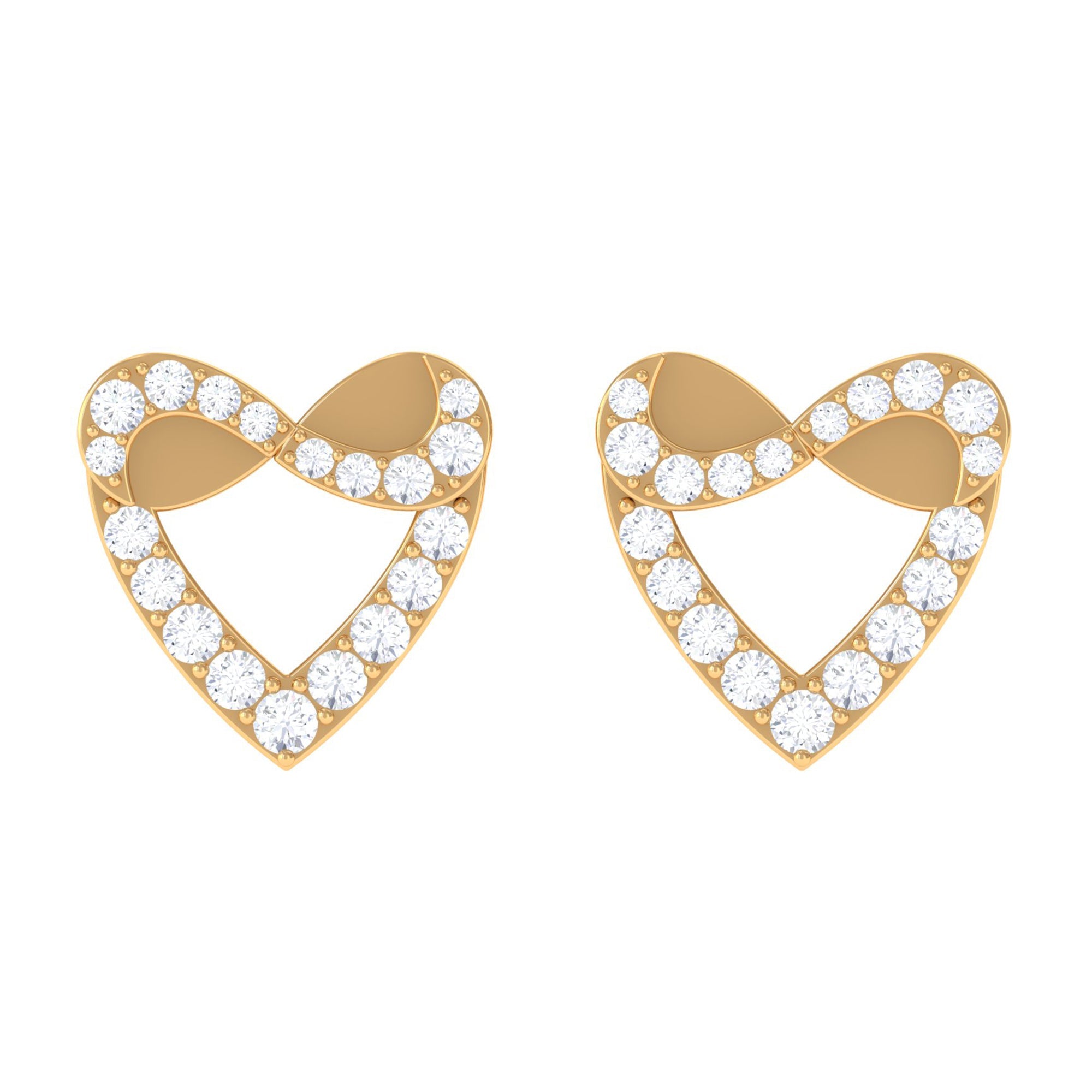 1/4 CT Round Diamond Infinity Heart Stud Earrings