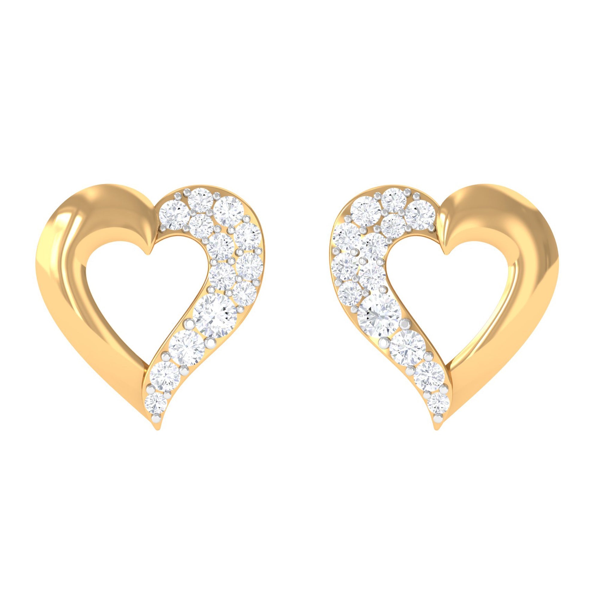 Certified Natural Diamond Heart Shaped Earrings with Screw Back