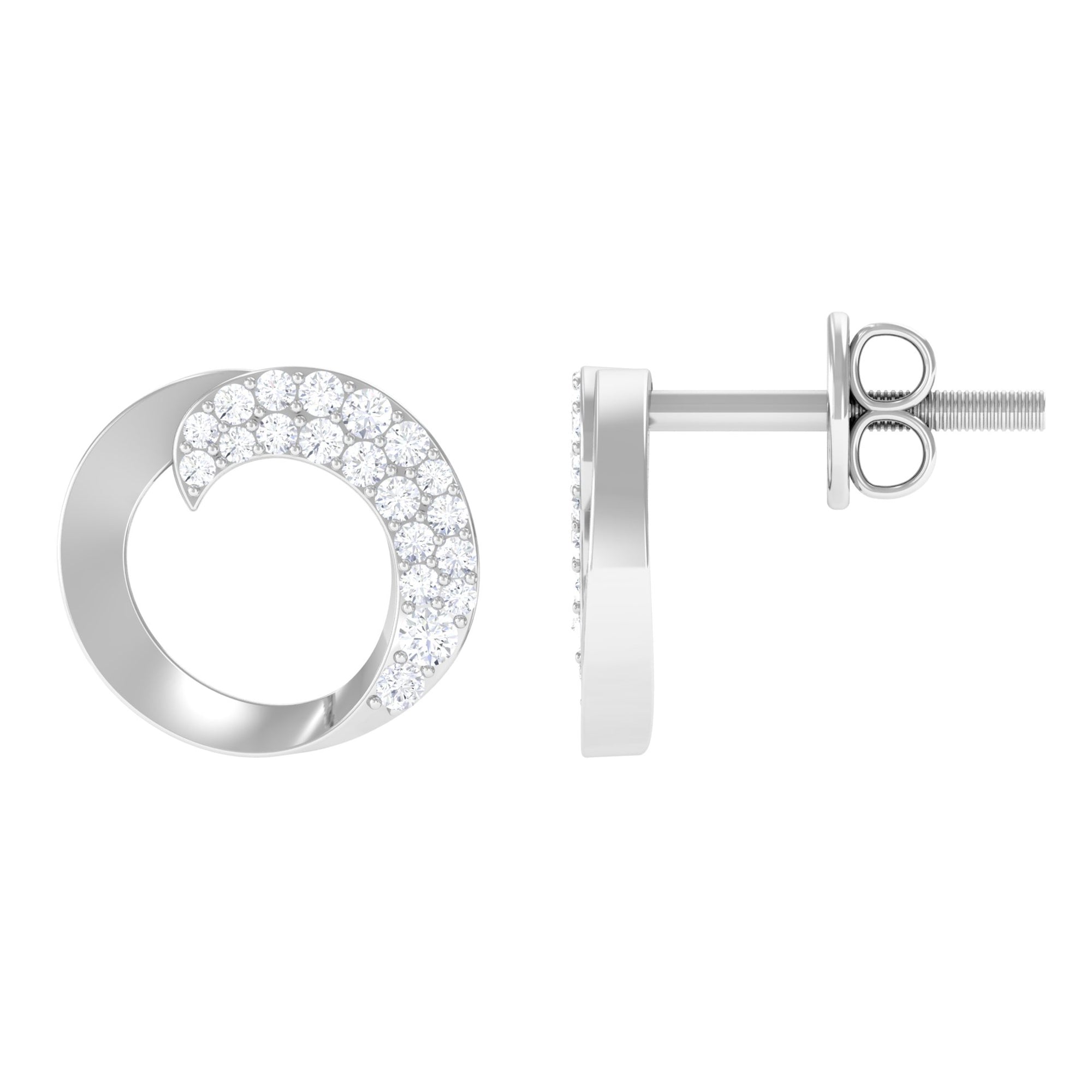 Certified Natural Diamond Circle Earrings with Screw Back