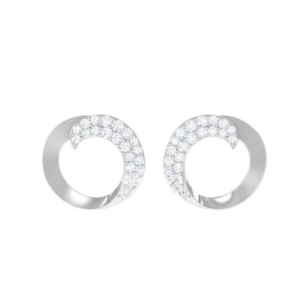 Certified Natural Diamond Circle Earrings with Screw Back