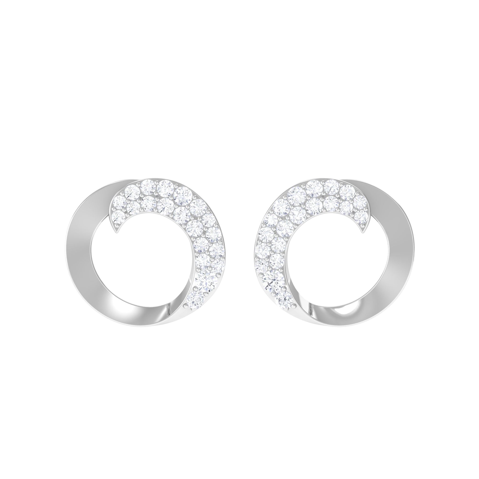 Certified Natural Diamond Circle Earrings with Screw Back