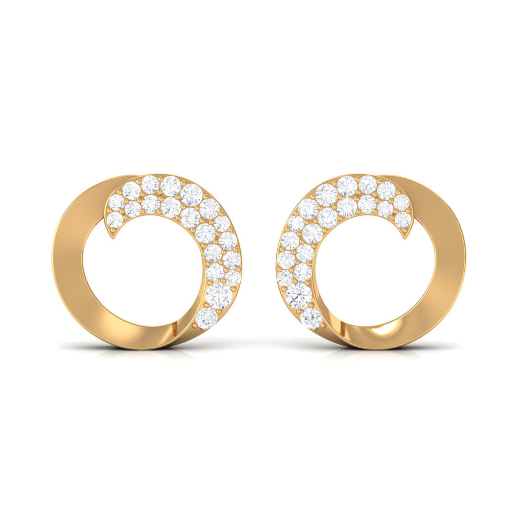 Certified Natural Diamond Circle Earrings with Screw Back