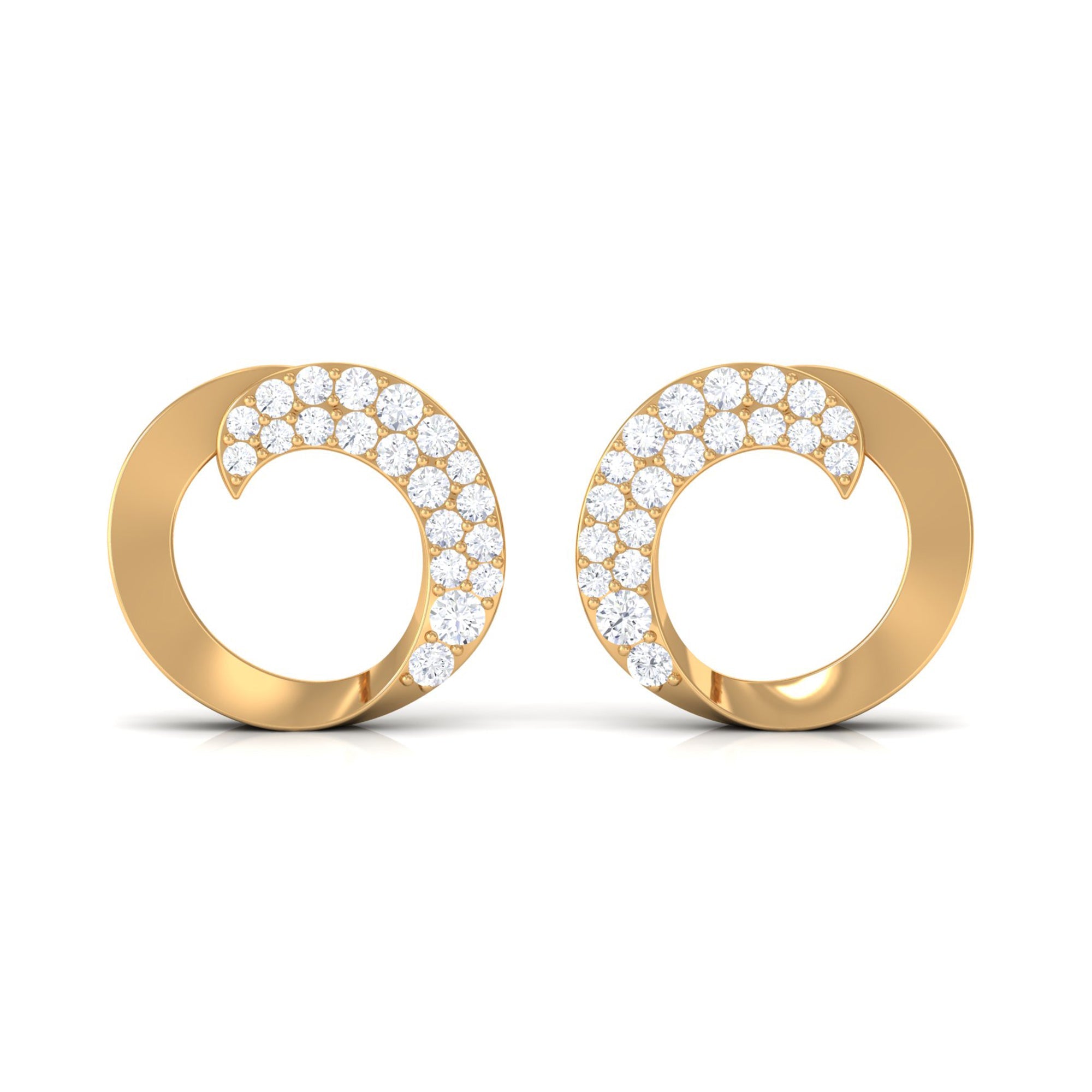 Certified Natural Diamond Circle Earrings with Screw Back
