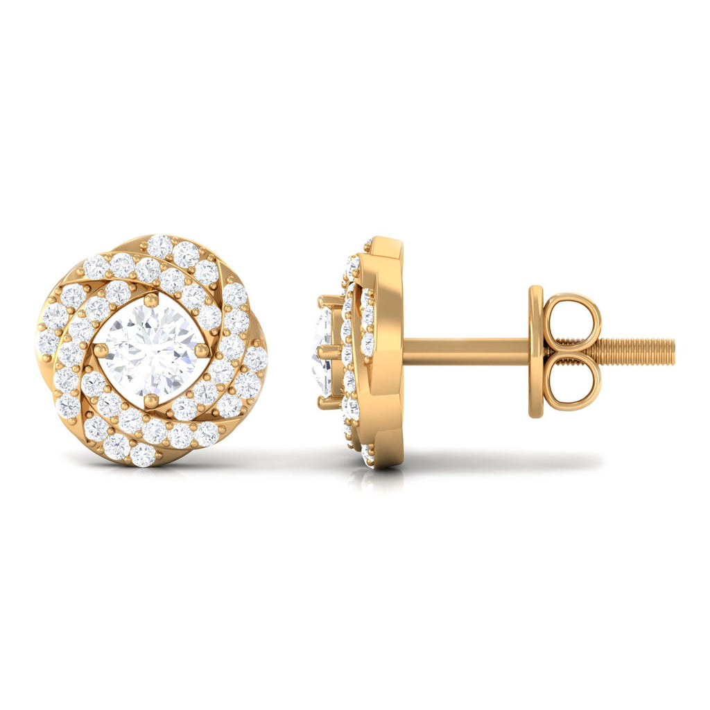 Classic Diamond Cluster Earrings with Screw Back