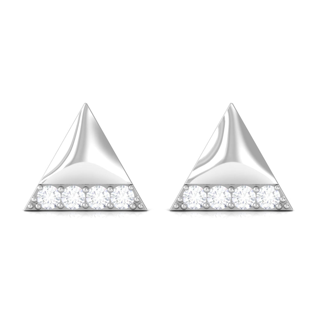 Round Cut Real Diamond Triangle Stud Earrings