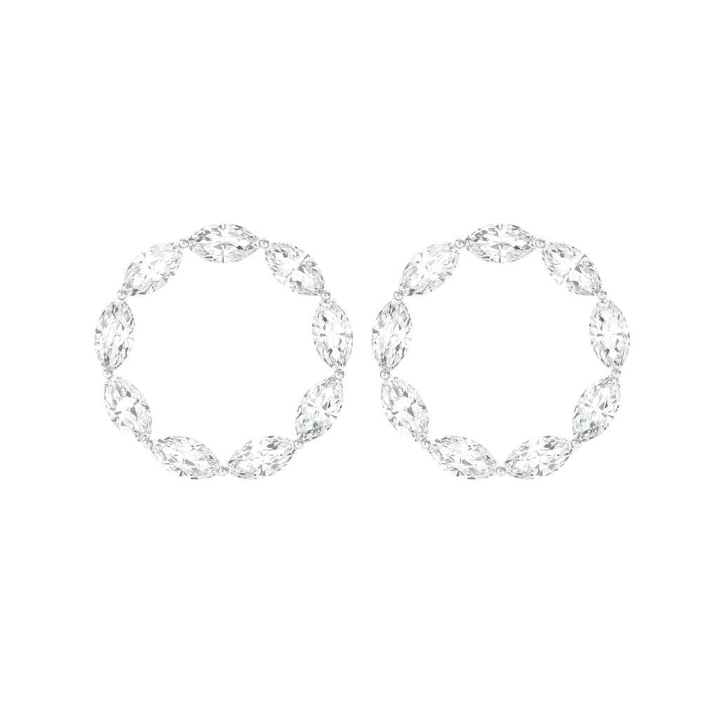 Natural Marquise Diamond Circle Earrings Studs with Screw Back