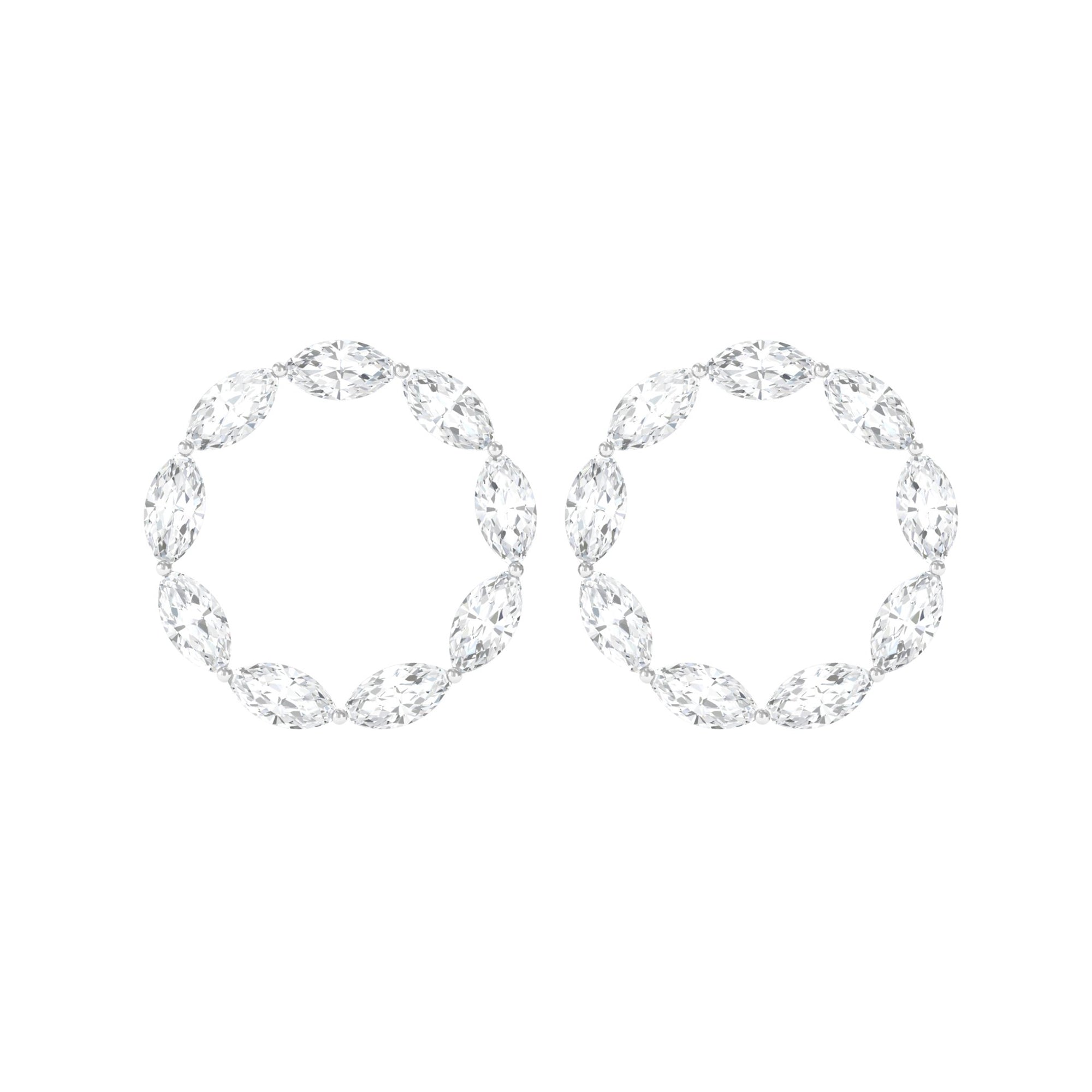 Natural Marquise Diamond Circle Earrings Studs with Screw Back