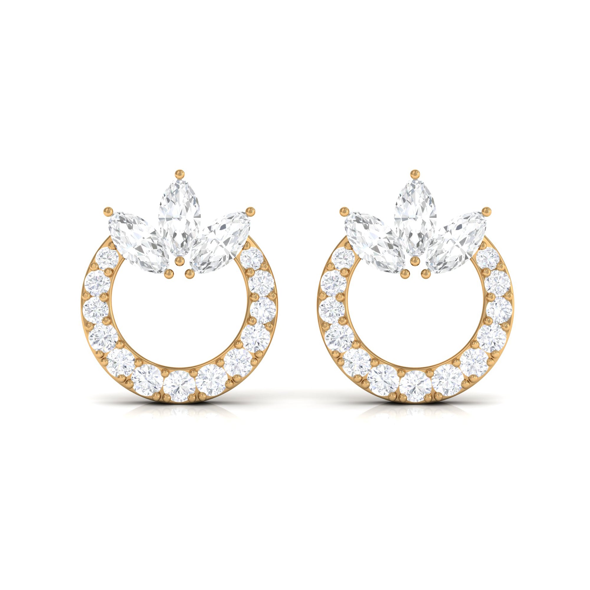 Natural Diamond Circle Stud Earrings with Certificate