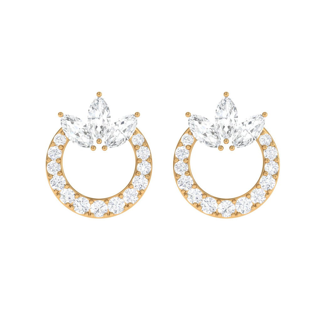 Natural Diamond Circle Stud Earrings with Certificate