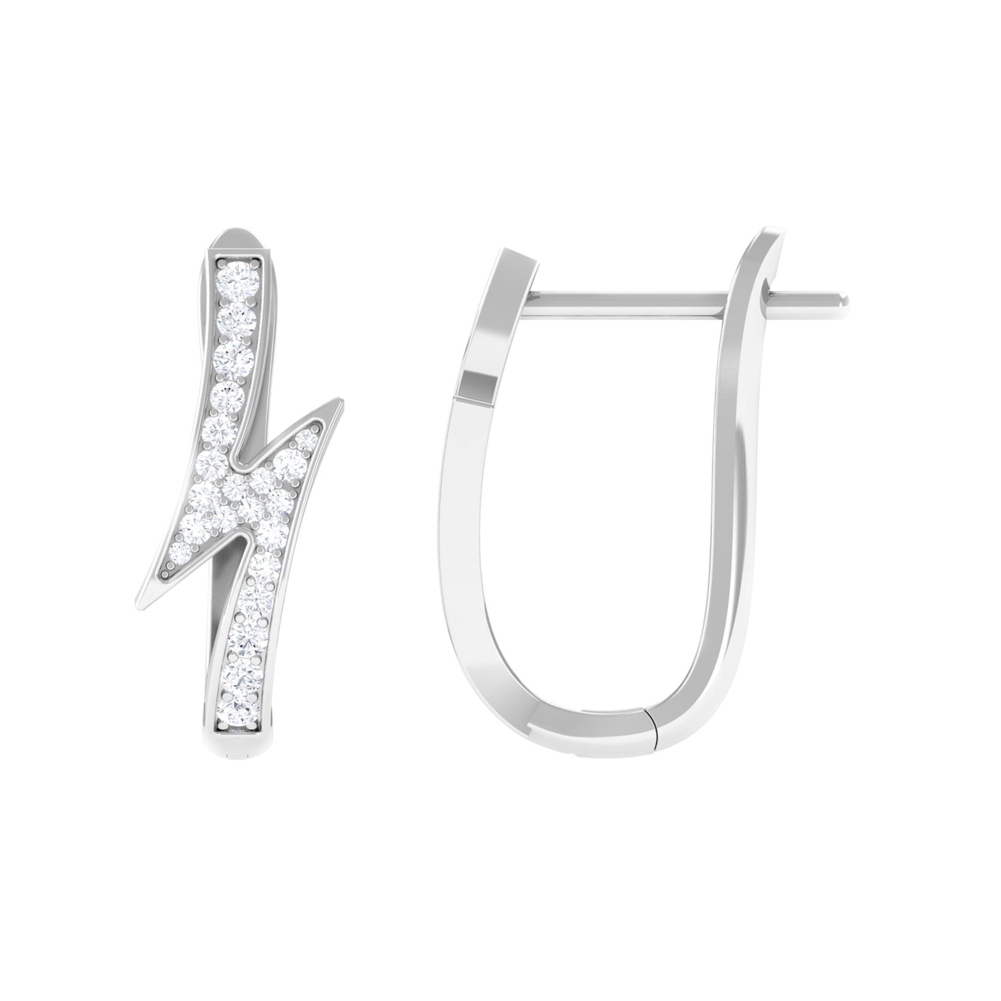 Natural Diamond Lightning Bolt Earrings with Latch Back