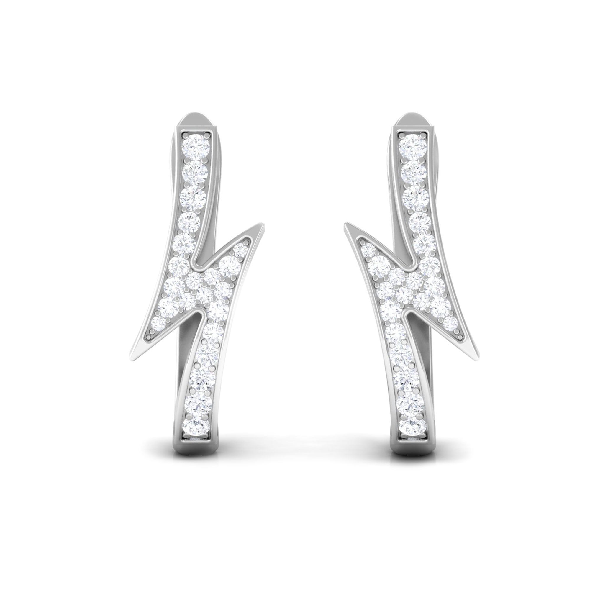 Natural Diamond Lightning Bolt Earrings with Latch Back