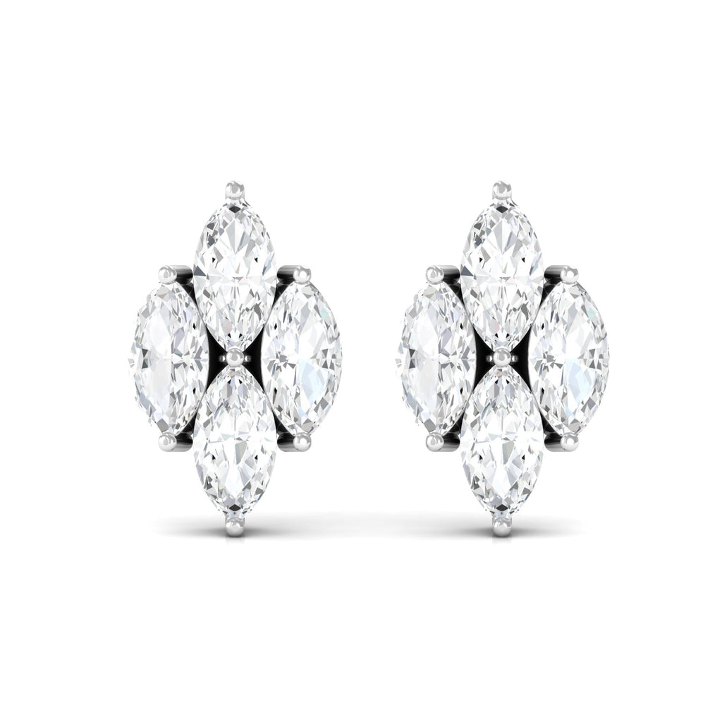 Marquise Cut Real Diamond Cluster Stud Earrings