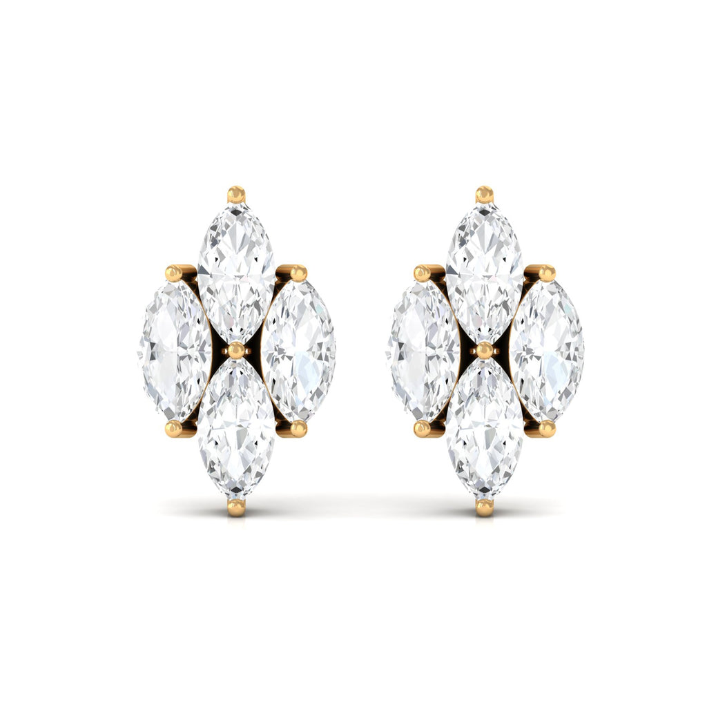 Marquise Cut Real Diamond Cluster Stud Earrings